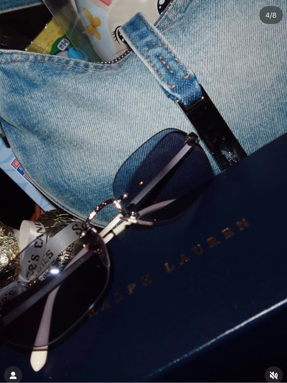 Ralph Lauren Western Rectangle Sunglasses in Blue/Silver